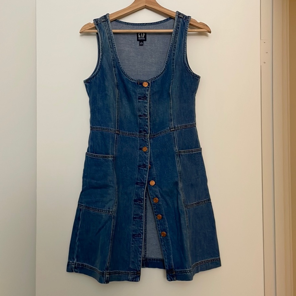 Gap button-down denim dress, 8 petite, gently worn